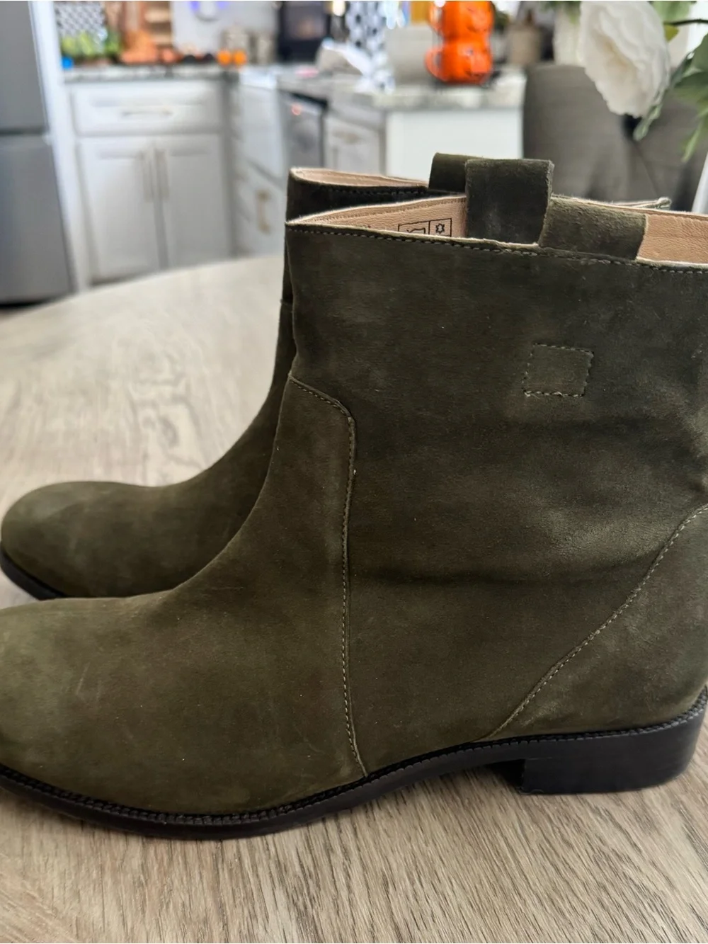 Lands' End Olive Suede Women's Ankle Boots